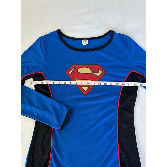 Super Woman Super Hero Blue Jersey Long Sleeves Halloween Costume Size M - Picture 3 of 7